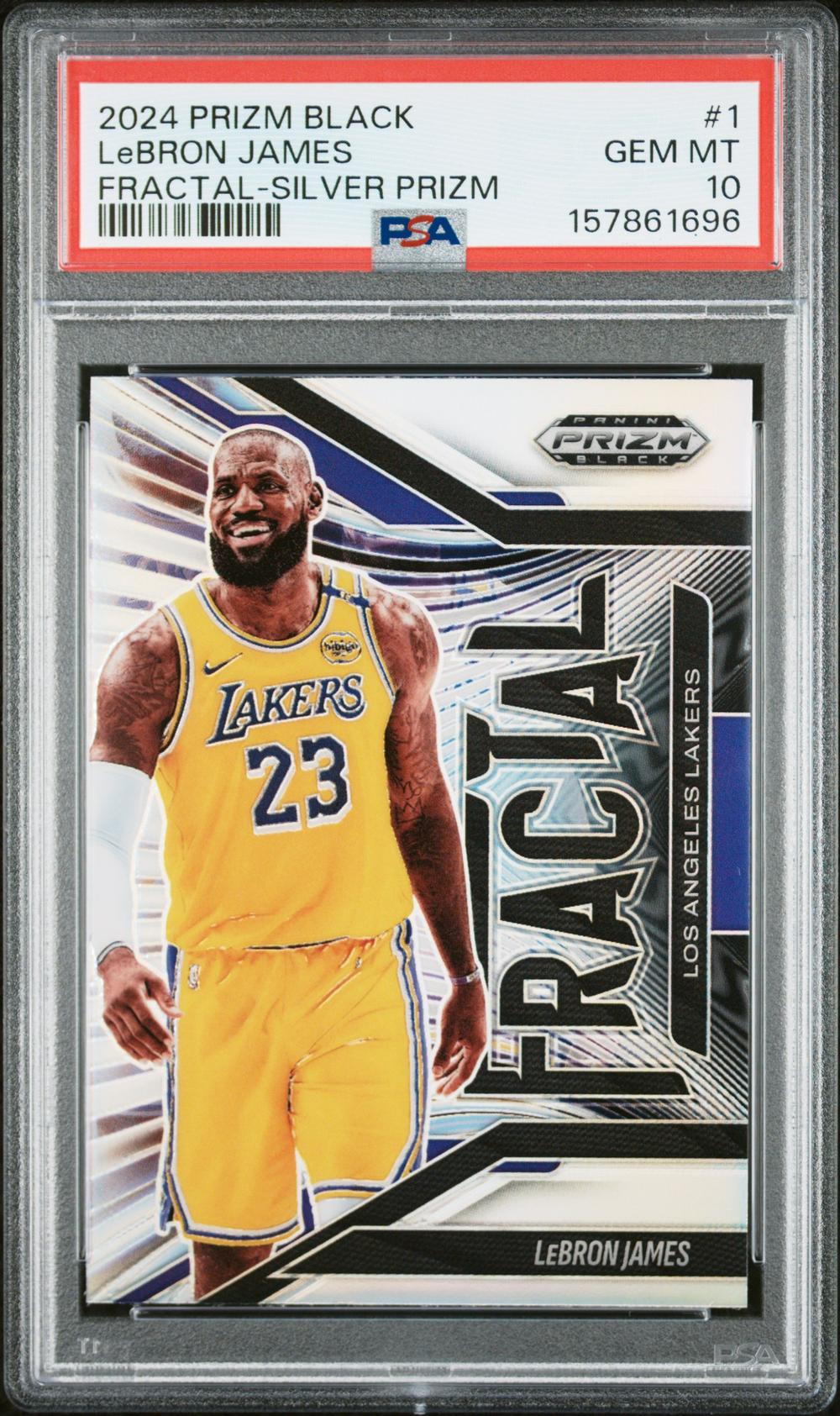 2024 LeBron James - Basketball Panini Prizm Black Fractal PSA 10